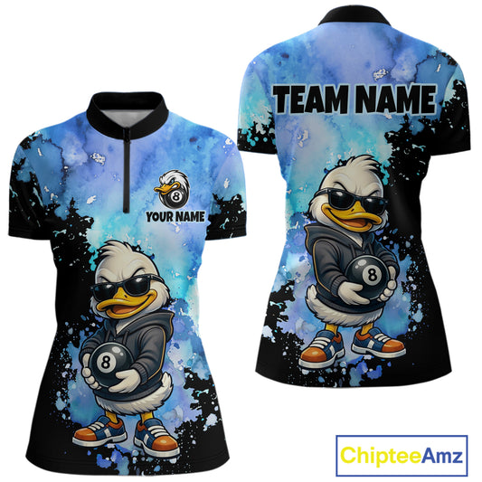 Custom Funny Duck Billiard Shirt for Women 8 Ball Billiard Team Jersey Pool Shirt Unisex BHT21