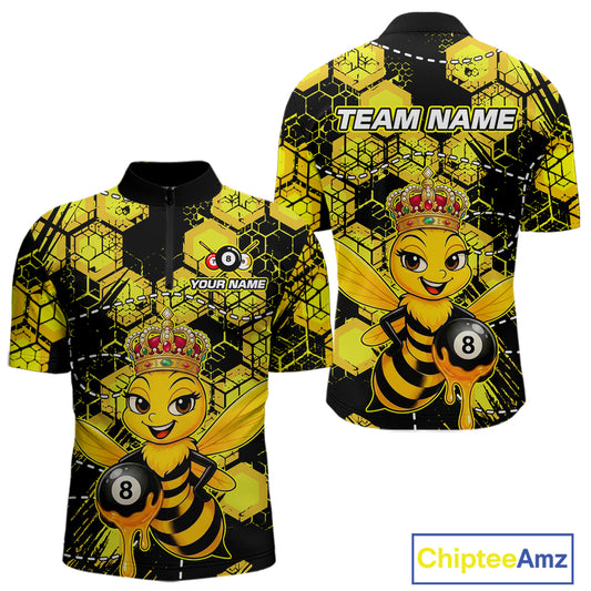 Funny Bee 8 Ball Billiard Shirts for Men Custom Billiard Team Jersey Polo & 1/4 Zip BHT29