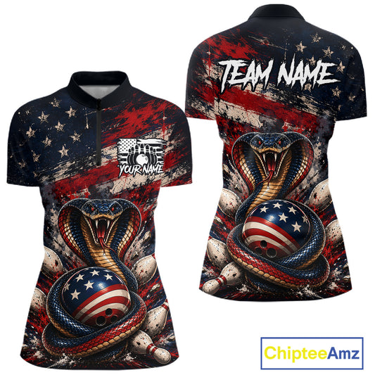 Polo shirt with snake design and American flag colors, featuring 'Team Name' text on the back.