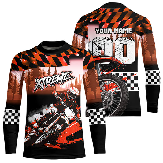 Personalized Orange Motocross Jersey for Adult Kids Extreme Racing Shirt Dirt Bike Clothes MHT125