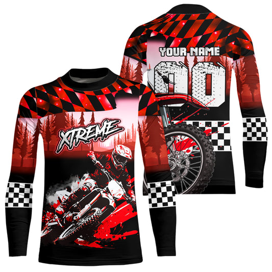 Personalized Red Motocross Jersey for Adult Kids Extreme Racing Shirt Dirt Bike Clothes MHT125