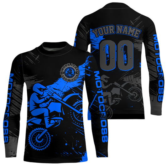 Custom Blue Motocross Racing Jersey for Kid Women Men Personalized Dirt Bike Shirts XM425