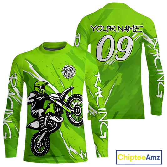Green Custom Motocross Jersey for Men Women Kid Dirt Bike Shirts Motorcycle Shirt XM438