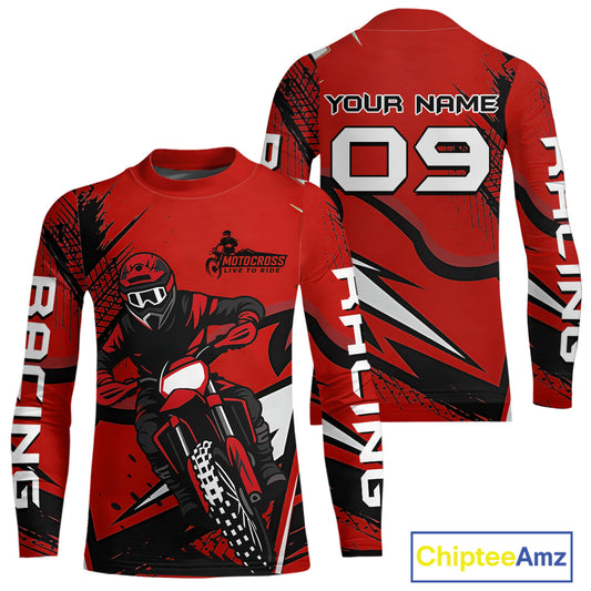 Red Custom Motocross Jersey Men Women Kid Dirt Bike Shirts Off road Riding Shirt XM465