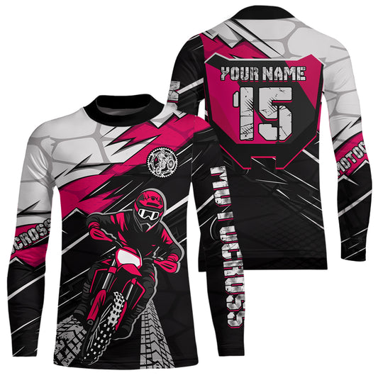 Pink Motocross Jersey Custom Dirt Bike Shirts for Men Kid Women Motorcycle Shirt XM488
