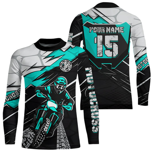 Turquoise Motocross Jersey Custom Dirt Bike Shirts for Men Kid Women Motorcycle Shirt XM488