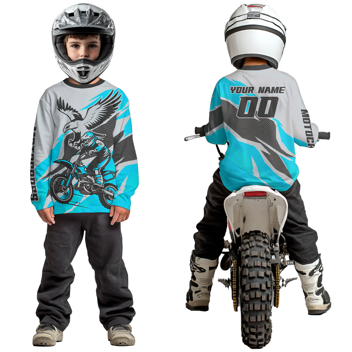 Turquoise Eagle Custom Motocross Jersey Men Women Kid Dirt Bike Shirts Motorcycle Shirt XM435