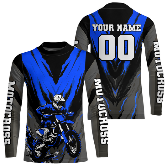 Custom Blue Motocross Racing Jersey for Men Women Kid Dirt Bike Shirts Riding Shirt XM443