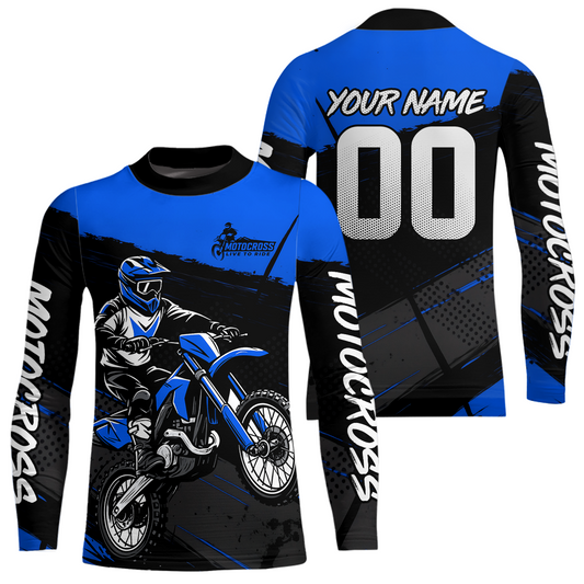 Blue Motocross Jersey for Men Women Kid Dirt Bike Shirts Custom Off road Riding Shirt XM463