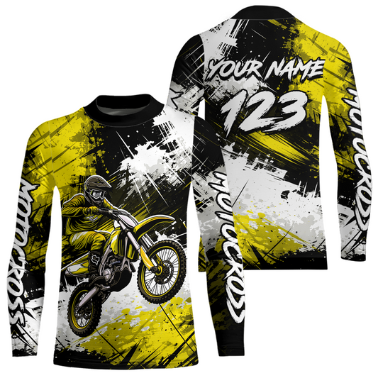 Custom Yellow Motocross Jersey for Kid Adult Dirt Bike Shirts Men Women Riding Shirt XM491