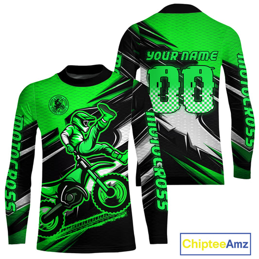 Custom Green Motocross Jersey Men Kid Women Dirt Bike Jersey Motorcycle Riding Shirt XM486