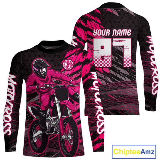 Pink Motocross Racing Jersey Kids Women Men Custom Dirt Bike Shirts Motorcycle Shirt XM494