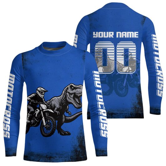 Blue Dinosaur Motocross Jersey Custom Dirt Bike Shirt Men Kid Women Racing Jersey XM411