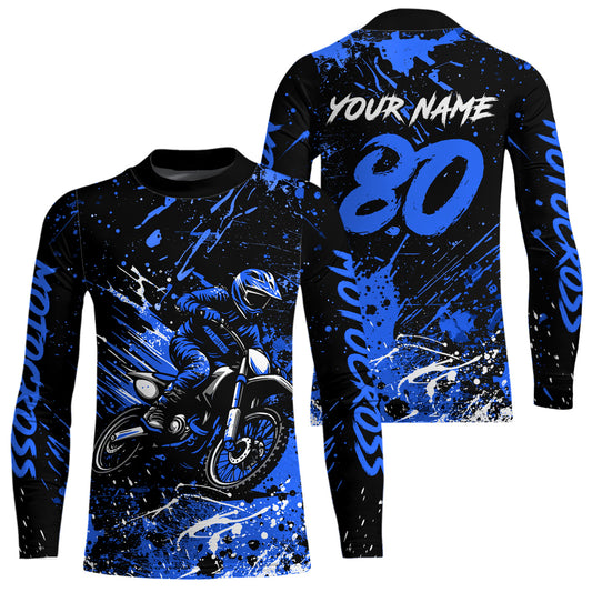 Blue Youth Motocross Jersey Custom Motocycle Shirts Men Women Kid Motocross Shirt UPF30+ DNT39