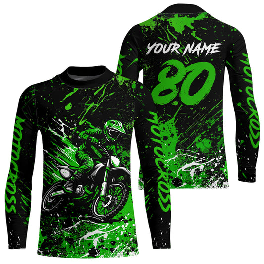 Green Youth Motocross Jersey Custom Motocycle Shirts Men Women Kid Motocross Shirt UPF30+ DNT39