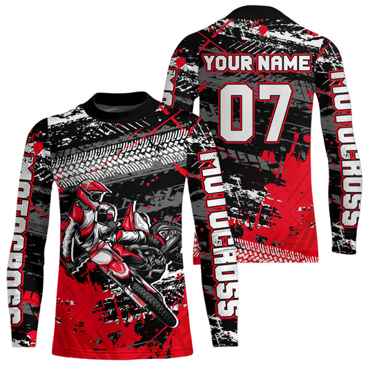 Red Motocross Jersey Racing for Kid Men Women Custom Dirt Bike Shirts UPF30+ DNT45
