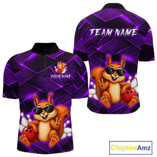 Purple Squirrel Funny Custom Bowling Jersey for Men Bowling Team Shirts Bowling League HNT304