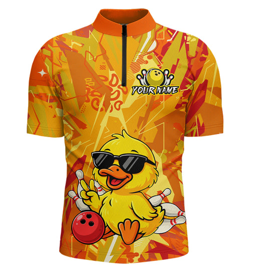 Custom Yellow Funny Duck Bowling Jersey for Men Bowling Uniform Polo & 1/4 Zip Bowling Team Shirts HNT236