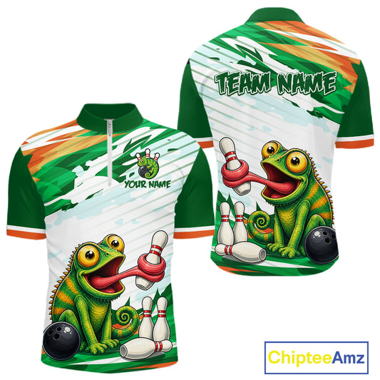 Custom Funny Chameleon Bowling Jersey for Men Bowling Team Shirts Bowling League HNT308