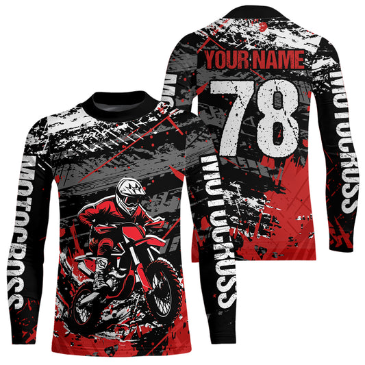 Red Youth Dirt Bike Jersey Adult Kid Upf30+ Customized Motocross Jersey Off-Roading Jersey DNT48