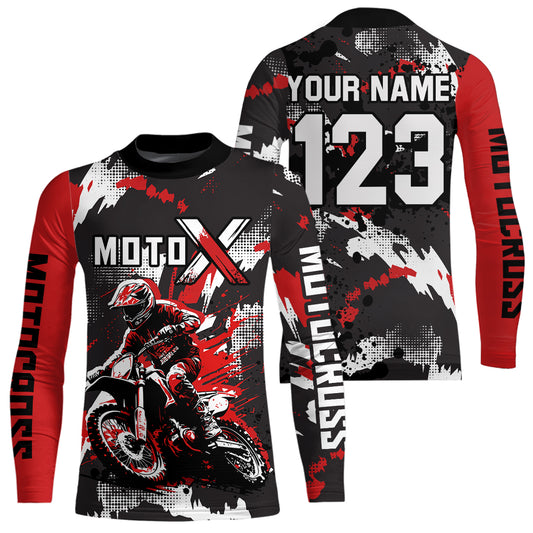 Red Youth Motocross Jersey Racing Shirts Custom Dirt Bike Shirts Kid Men Women UPF30+ DNT32