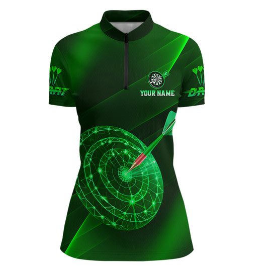 Custom Neon Green Cyber Dartboard Darts Shirt for Women Darts Team Jerseys Polo & 1/4 Zip NNT132