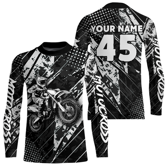 Custom Black Motocross Jersey Kid Adult Dirt Bike Off-Road Shirt Motorcycle Shirt Upf30+ DNT52