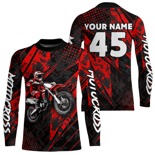 Custom Red Motocross Jersey Kid Adult Dirt Bike Off-Road Shirt Motorcycle Shirt Upf30+ DNT52