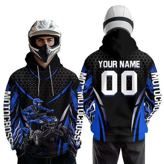 Personalized Blue ATV Motocross Hoodie Jersey Off-Road Hoodie Shirt for Kid Men Women HOT41