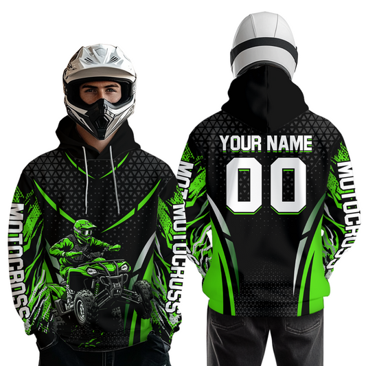 Personalized Green ATV Motocross Hoodie Jersey Off-Road Hoodie Shirt for Kid Men Women HOT41