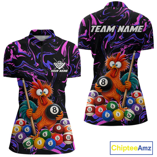 Custom Purple Chicken 8 Ball Billiard Shirt for Women Billiard Jerseys Team Billiard League NNT197