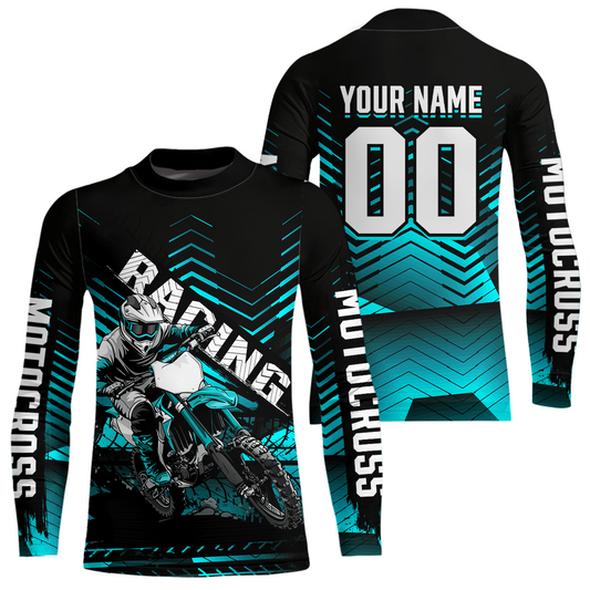 Custom Turquoise Motocross Jersey Racing for Kid Men Women MX Dirt Bike Shirts UPF30+ DNT46