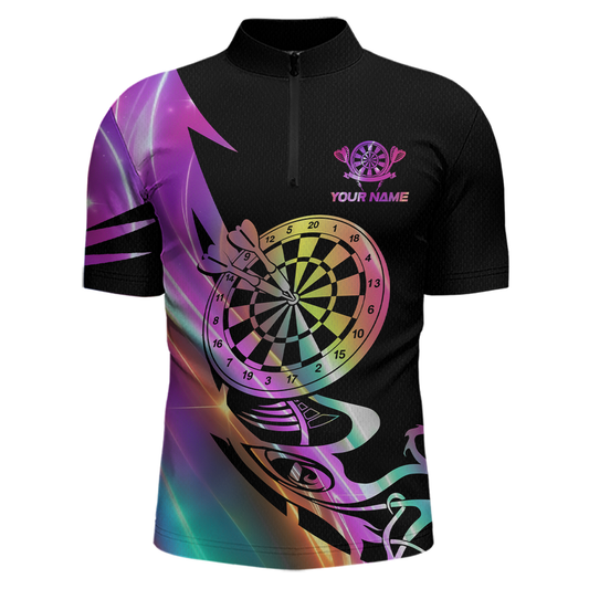 Custom Neon Pattern Dart Shirts For Men Dart Board Shirts Polo & 1/4 Zip Dart Jersey Team NNT128