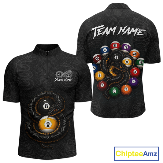 Custom Snake Yin Yang 8 Ball 9 Ball Billiard Shirt for Men Billiard Team Jersey Billiard League NNT185