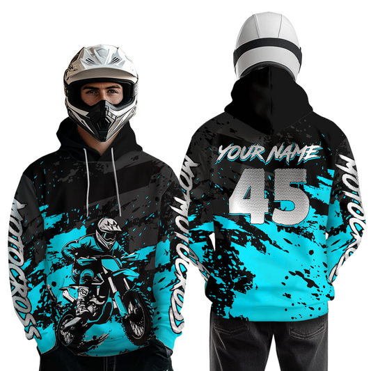 Custom Turquoise Youth Motocross Hoodie Jersey Kid Men Women Dirt Bike Motorcycle Hoodie HOT35