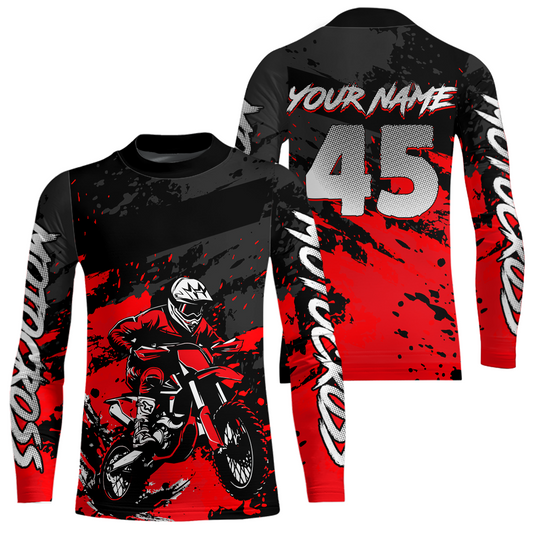 Red Youth MX Motocross Jersey Custom Motocycle Shirts Men Women Kid Motocross Shirt UPF30+ DNT40