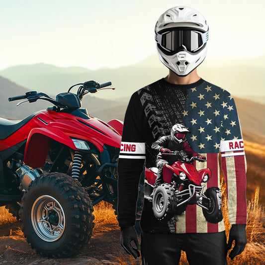 USA Flag Quad Bike Jersey For Adult&Kid Custom Atv Motocross Jersey Patriotic Off-Road Extreme Quad Shirt NHN005