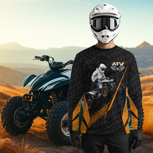 Personalized ATV Motocross Jersey For Adult & Kids UPF30+ Orange Quad Bike Shirt Off-Road ATV MX Racing NHN013
