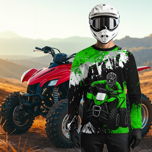 Green ATV Motocross Jersey Personalized UPF30+ Adult&Kid Quad Bike Shirt Atv Mx Off-Road Dirt Bike NHN003