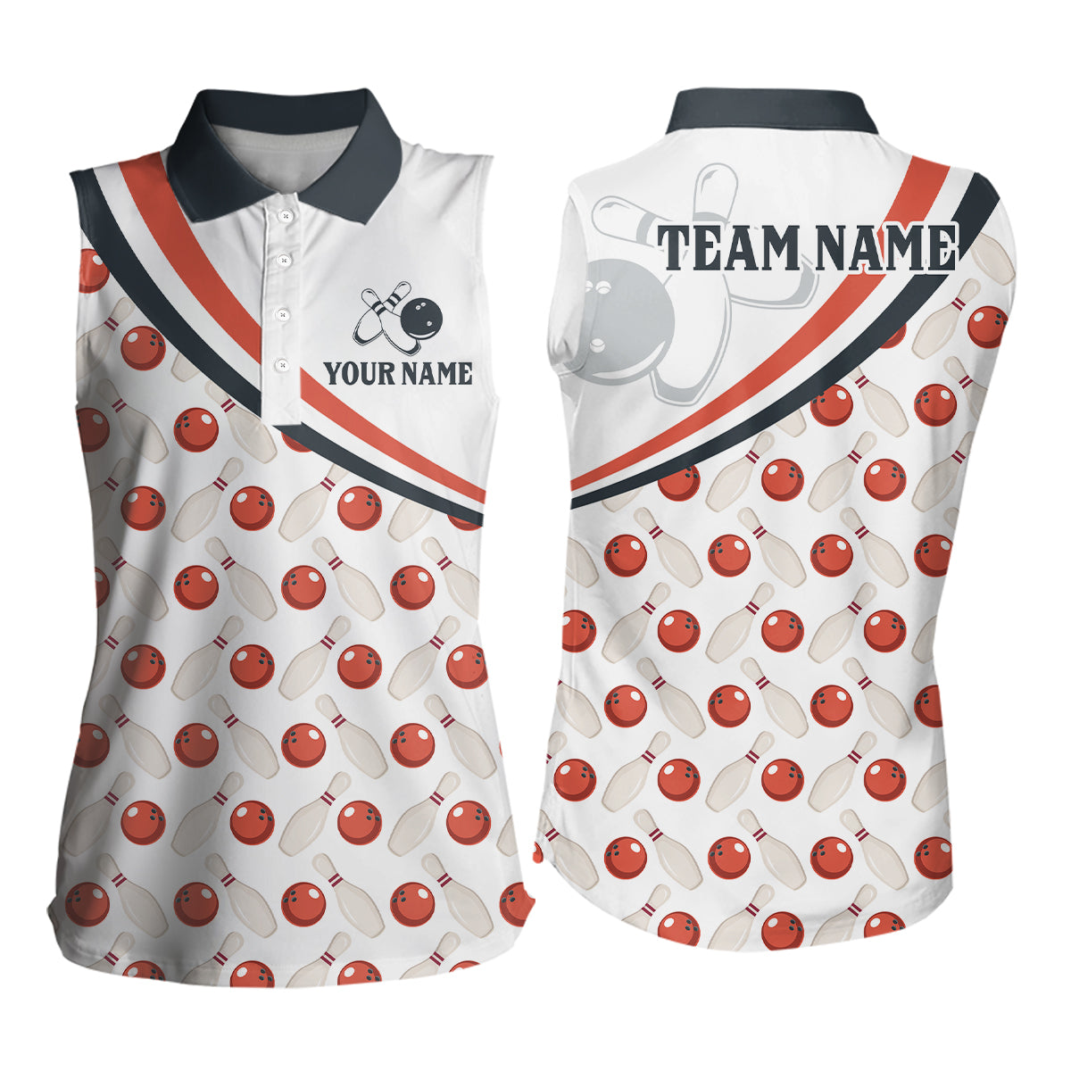 Personalized Bowling Sleeveless Shirt for Womens Custom Bowling Pattern Style Team Jersey Shirt YYD0029