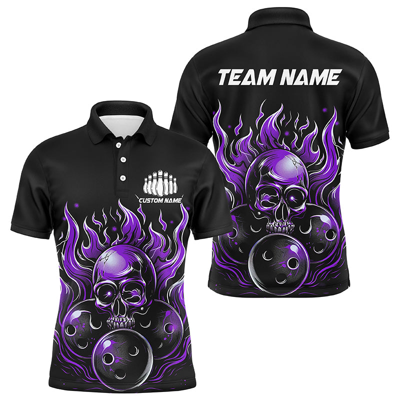 Custom Multi-Color Flaming Skull Bowling Team Shirts For Men And Women, Flaming Bowling Jerseys Bowlers Outfit IPHW6581