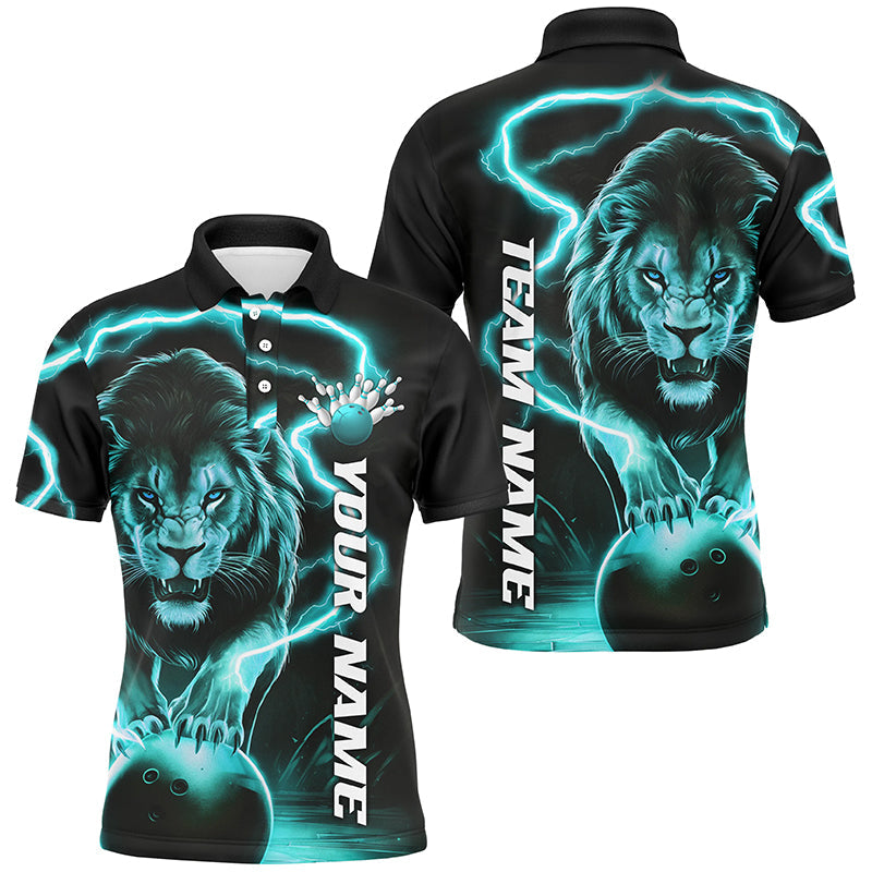 Custom Lion Bowling Shirts For Men, Lion Bowling Team Shirts Outfit Bowling | Blue IPHW6777