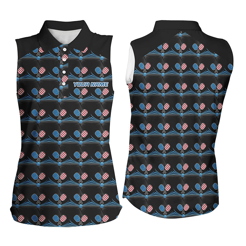 Custom American Flag Pickleball Polo Shirts, Patriotic Pickleball Jerseys For Women IPHW6940