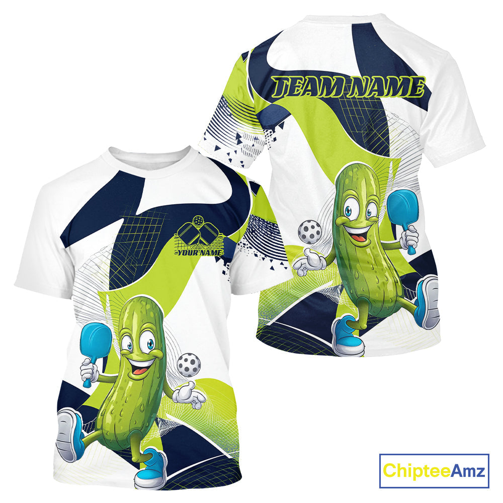 Custom Funny Pickleball T-Shirts For Men, Cool Pickles Playing Pickleball Humorous IPHW9441