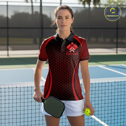 Custom Red Pickleball Shirts For Women, Women's Pickleball Outfit Pickleball Team Shirts IPHW10693