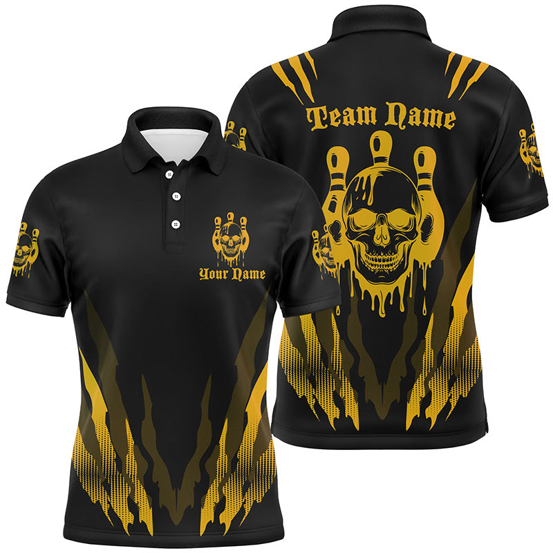 Custom Bowling Shirts For Men And Women, Multi-Color Bowling Pin Skull Team Shirts Tournament Jerseys IPHW6585