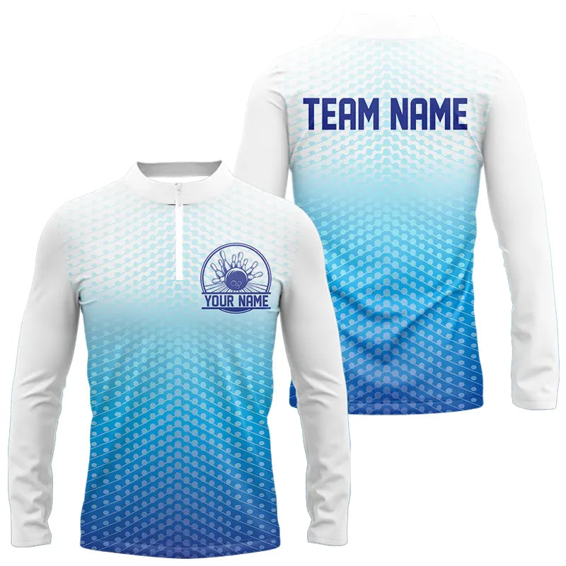 Custom Bowling Jerseys Long Sleeve Quarter-Zip Shirts For Men, Personalized Bowling Team Shirts IPHW4970