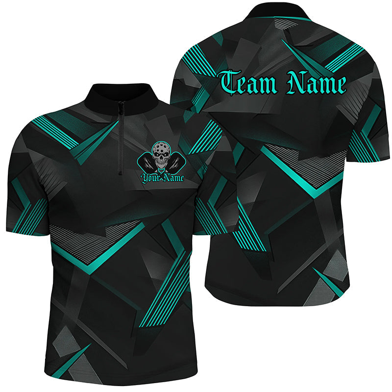 Black And Blue Custom Skull Pickleball Shirts For Men, Halloween Pickleball Outifts Gifts IPHW7450