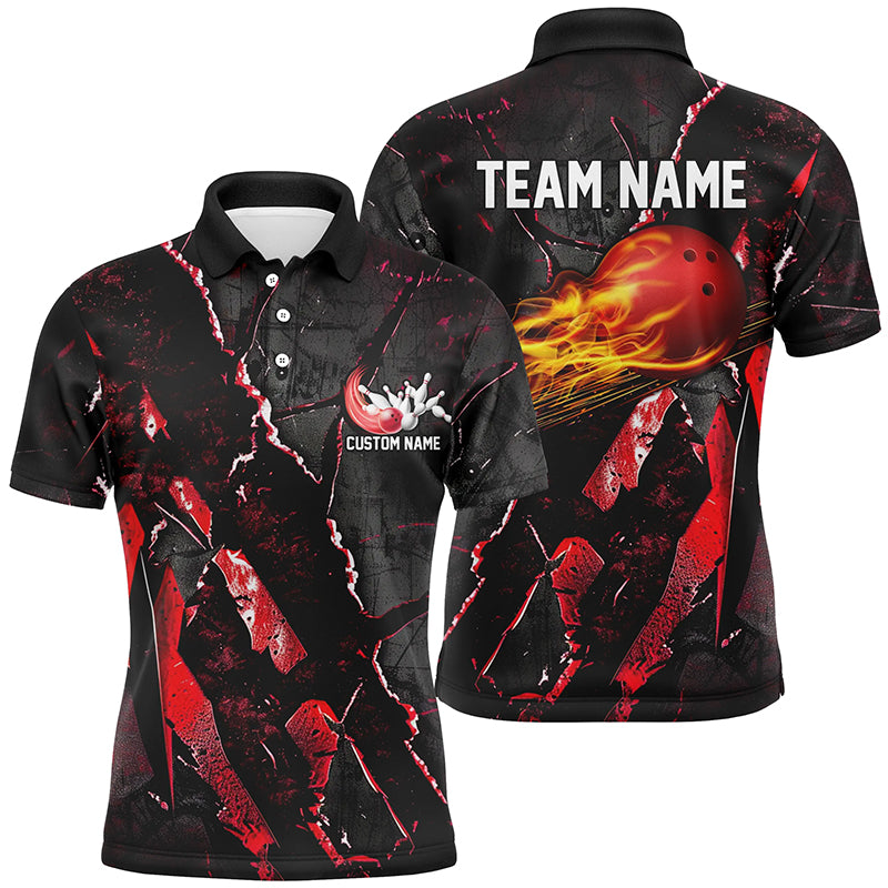 Red Flame Bowling Ball Customize Bowling Team Shirts, Bowling Tournament Outfits IPHW6482