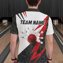 Load image into Gallery viewer, Black and White Bowling Polo, Quarter Zip Shirt for Men Custom Lightning Team bowling jerseys | Red NQS9324